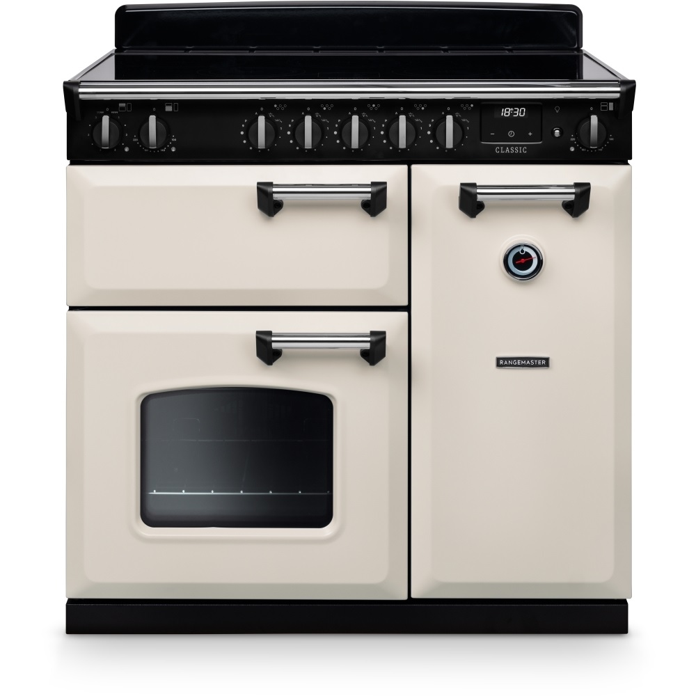 Rangemaster CL90EIPPCR-CM1 90cm Induction Range Cooker Classic Pale Cream/Chrome