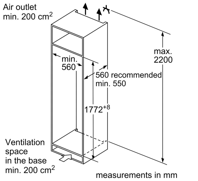 Neff KI2822FEOG N50 280L Fully Integrated Fridge with IceBox – White - Image 3