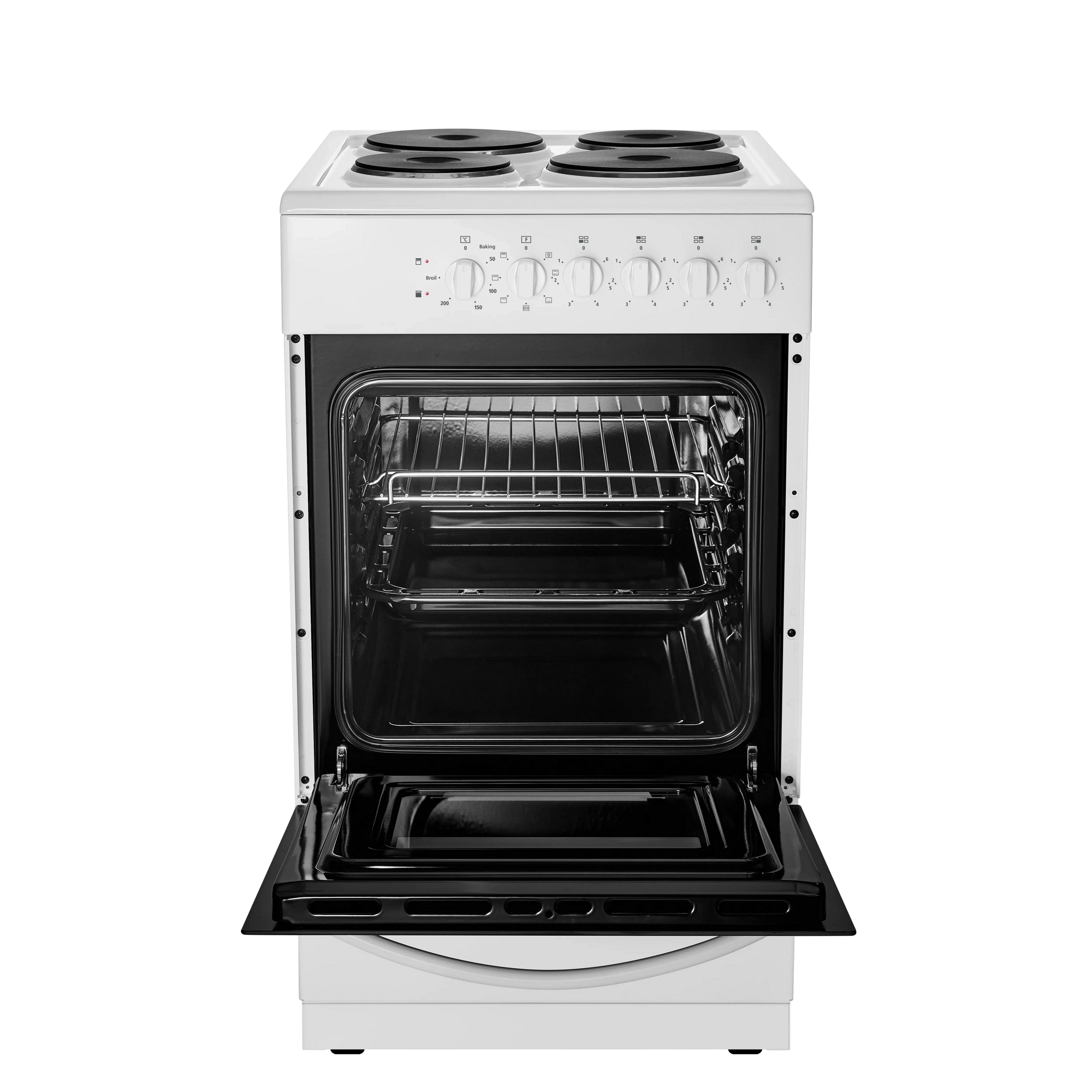 Midea MFO20DME4H109-WH 50cm Single Oven Electric Cooker with Solid Plate Hob - White - Image 4 Midea MFO20DME4H109-WH 50cm Single Oven Electric Cooker with Solid Plate Hob - White - Image 4