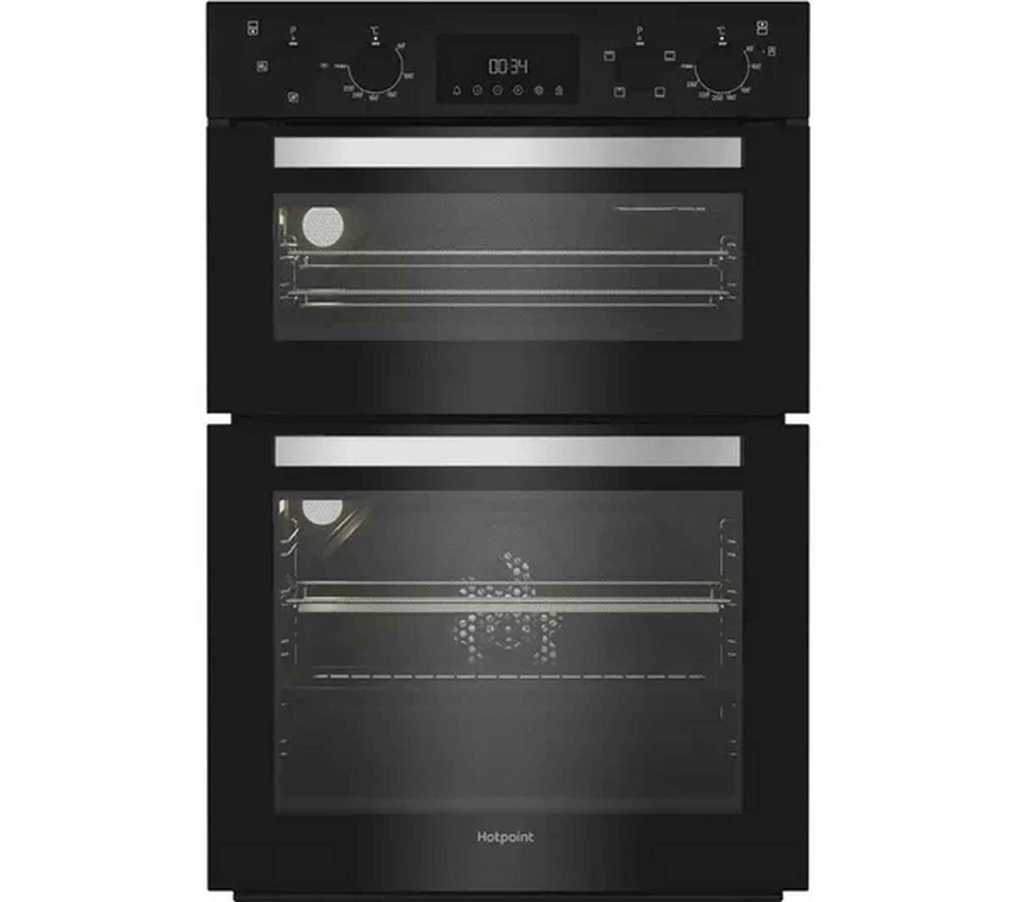 Hotpoint DIH 10D B 59.4cm Built In Electric Fan Double Oven - Black - Image 1 Hotpoint DIH 10D B 59.4cm Built In Electric Fan Double Oven - Black - Image 1