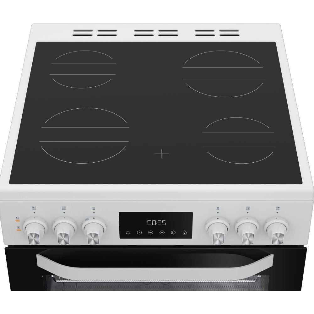 Hotpoint HDE6VDW Ceramic Electric Cooker with Double Oven – White - Image 2