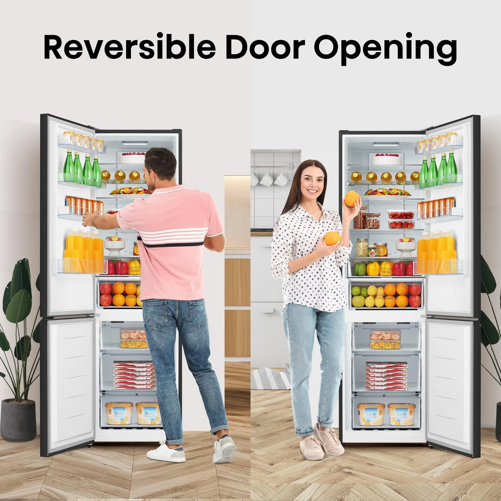 Hisense RB435N4BFE 59.5cm 60/40 Total No Frost Fridge Freezer - Black - Image 2
