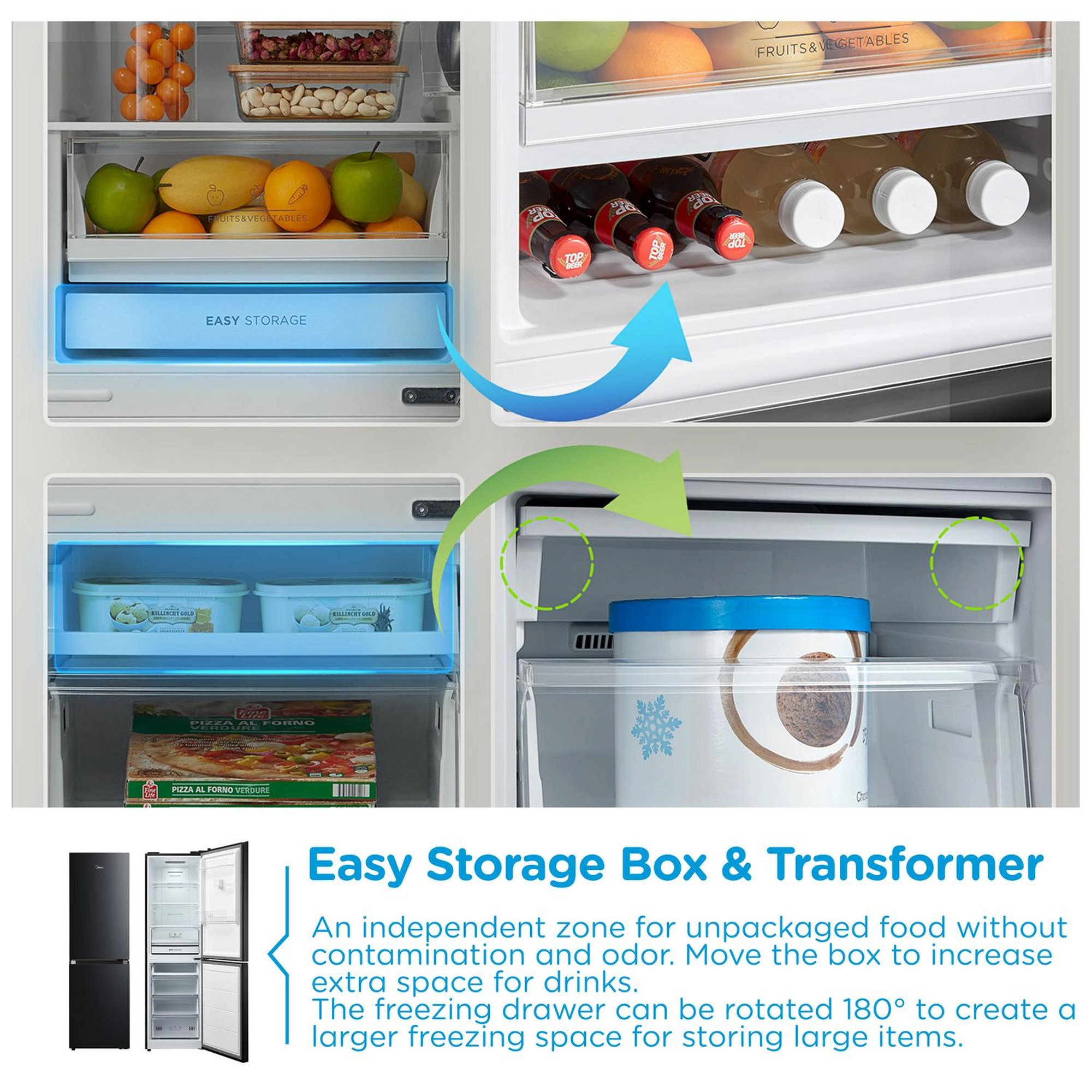 Midea MDRB379FGD30 Combi Fridge Freezer D Rated in Black - Image 4 Midea MDRB379FGD30 Combi Fridge Freezer D Rated in Black - Image 4