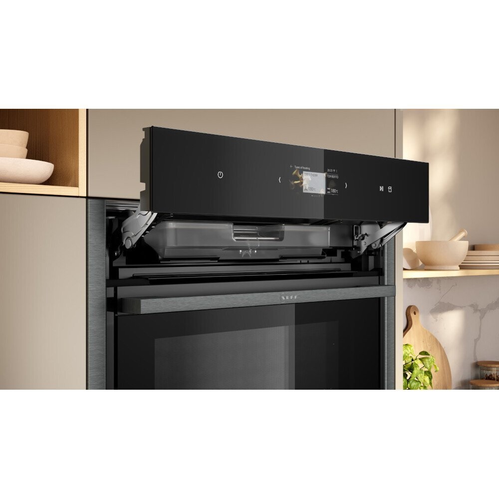 Neff B64VS71G0B N90 Slide and Hide Built-In Electric Single Oven, Graphite Grey & Pyrolytic Cleaning - Image 4 Neff B64VS71G0B N90 Slide and Hide Built-In Electric Single Oven, Graphite Grey & Pyrolytic Cleaning - Image 4