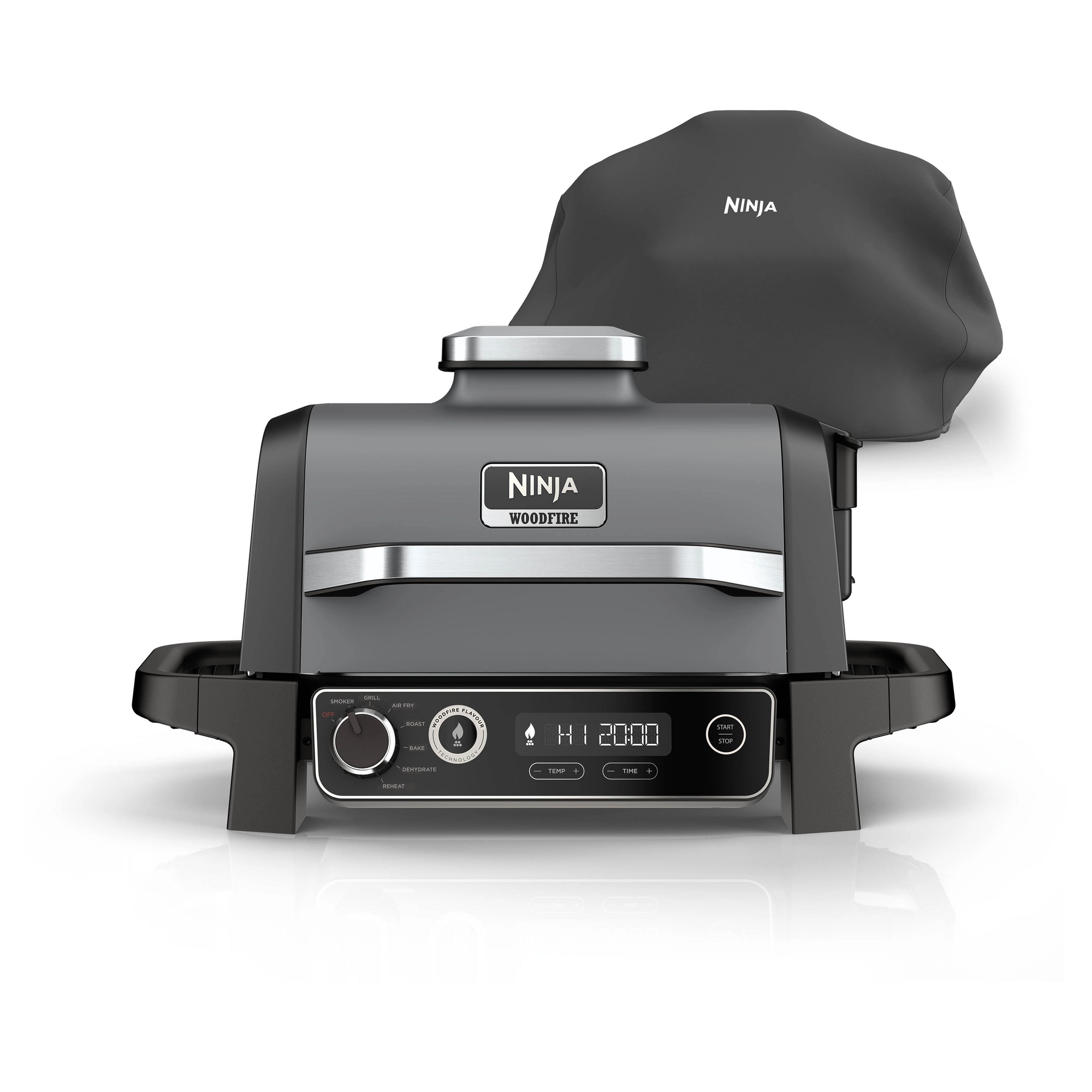 Ninja OG703UK Outdoor Woodfire Electric BBQ Grill & Smoker with Cover - Black