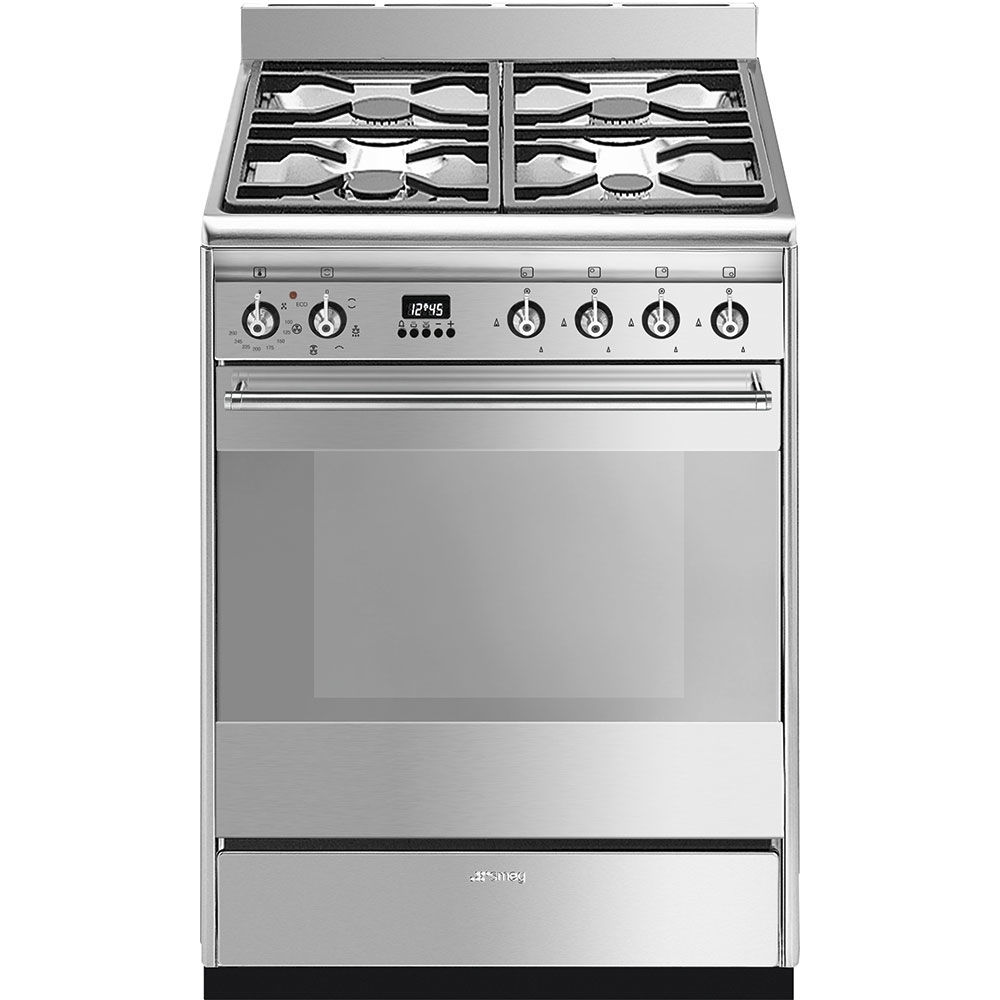 Smeg SUK61MX9 Concert Dual Fuel Cooker with Single Oven, Stainless Steel, A Rated Smeg SUK61MX9 Concert Dual Fuel Cooker with Single Oven, Stainless Steel, A Rated