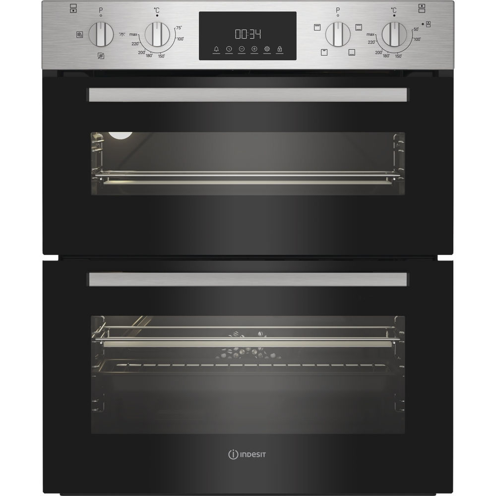 Indesit DUI12DIX Built-Under Electric Double Oven, Stainless Steel, A Rated - Image 1 Indesit DUI12DIX Built-Under Electric Double Oven, Stainless Steel, A Rated - Image 1