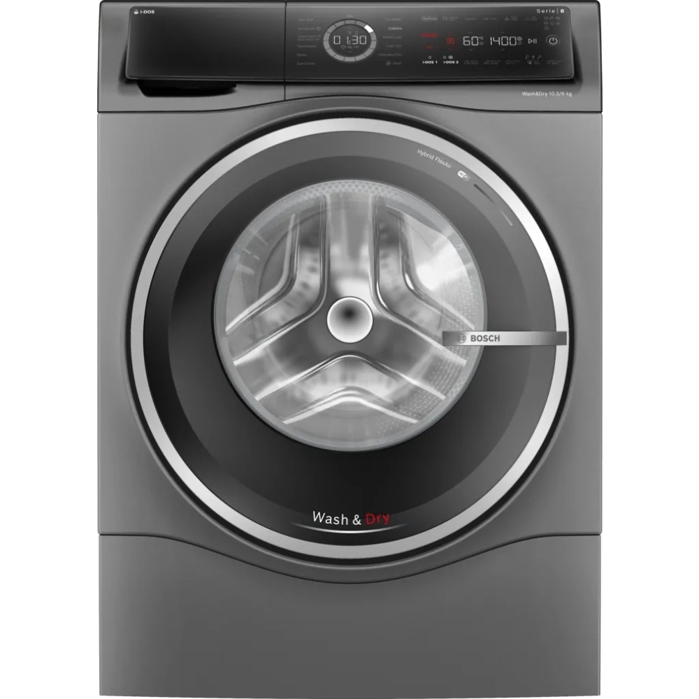 Bosch WNC254ARGB Series 8 i-Dos Washer Dryer, 10kg/6kg, 1400 Spin, Grey, D Rated Bosch WNC254ARGB Series 8 i-Dos Washer Dryer, 10kg/6kg, 1400 Spin, Grey, D Rated