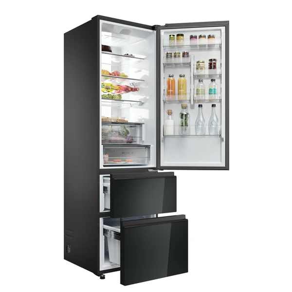 Haier HTW7620DNGB 3D 60 Series 7 Fridge Freezer - Black - 414L - Image 3