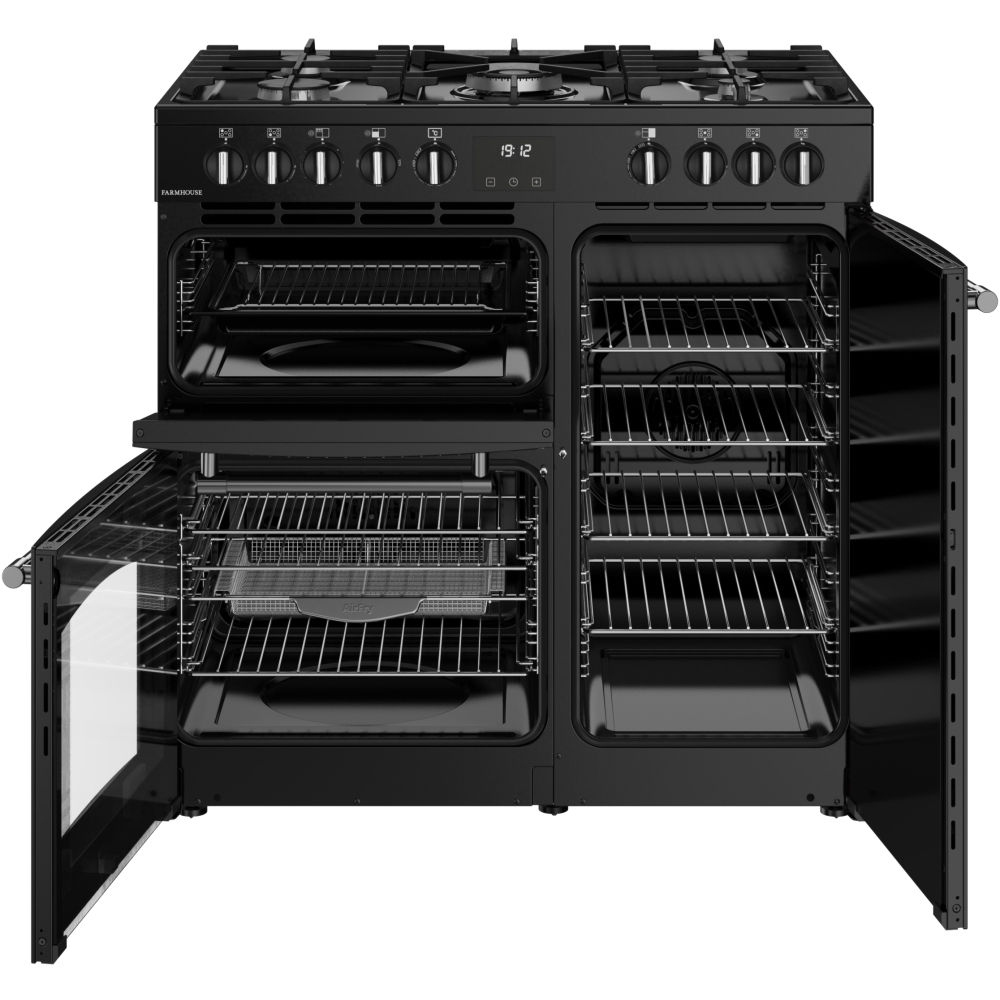 Belling Farmhouse 90DF 90cm Dual Fuel Range Cooker, Black, A Rated - Image 2