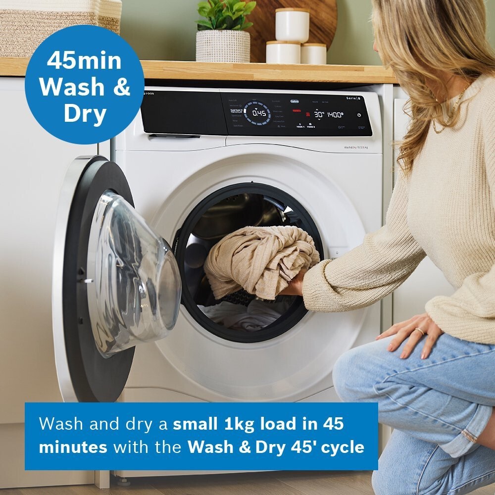 Bosch WNC25410GB i-Dos Washer Dryer, 10kg/6kg, 1400 Spin - White - Image 2 Bosch WNC25410GB i-Dos Washer Dryer, 10kg/6kg, 1400 Spin - White - Image 2