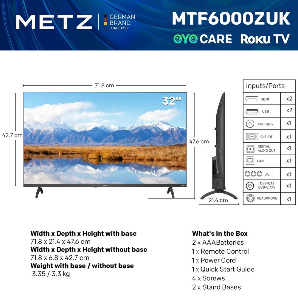 METZ 32MTF6000ZUK 32" 2K DLED Smart TV – Black - Image 3 METZ 32MTF6000ZUK 32" 2K DLED Smart TV – Black - Image 3