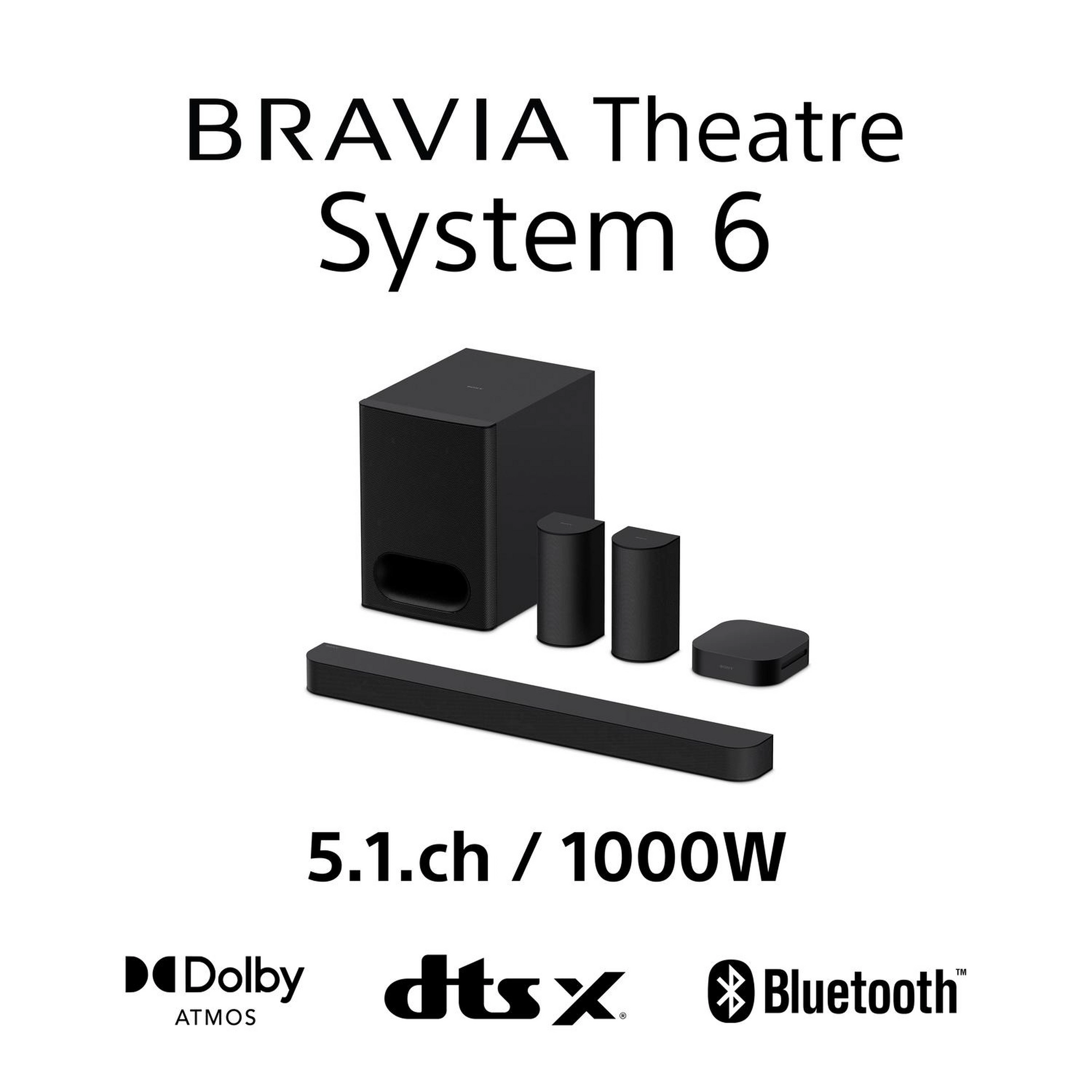 Sony HTS60.CEK 5.1ch BRAVIA Theatre System 6 Dolby Atmos Home Theatre System - Black - Image 1 Sony HTS60.CEK 5.1ch BRAVIA Theatre System 6 Dolby Atmos Home Theatre System - Black - Image 1