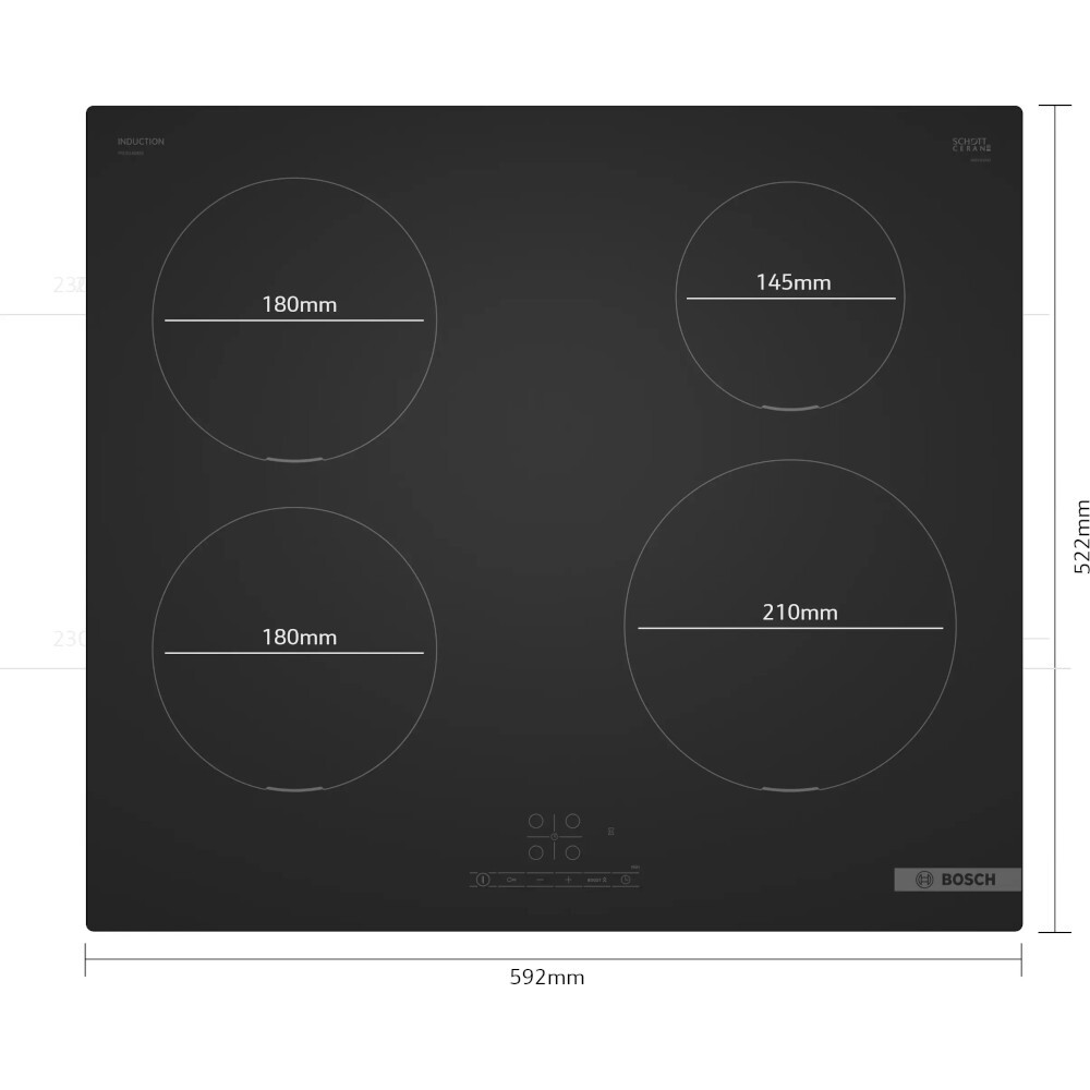 Bosch PIE61ABB5E Series 4 59cm Induction Hob, Black - Image 2