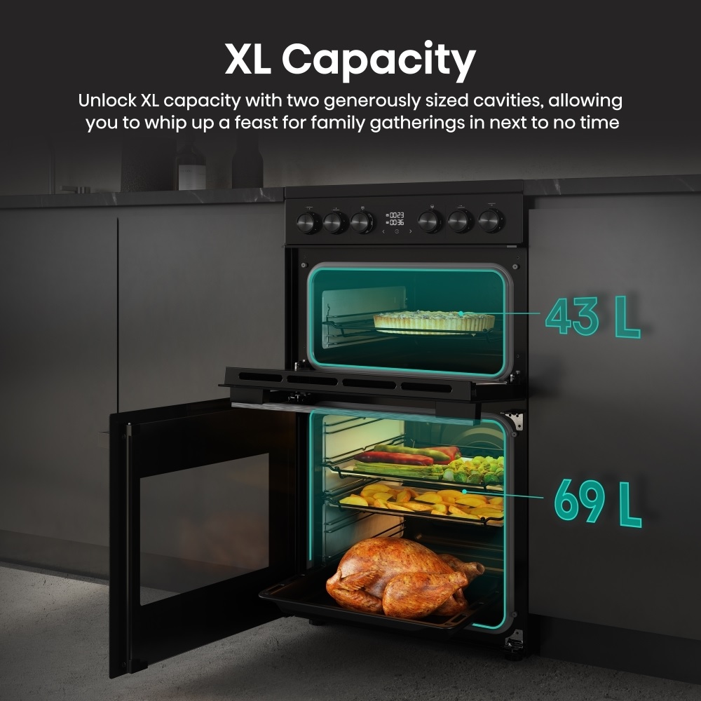 Hisense HDCEC5C10B 50cm Ceramic Electric Cooker with Double Oven – Black - Image 3