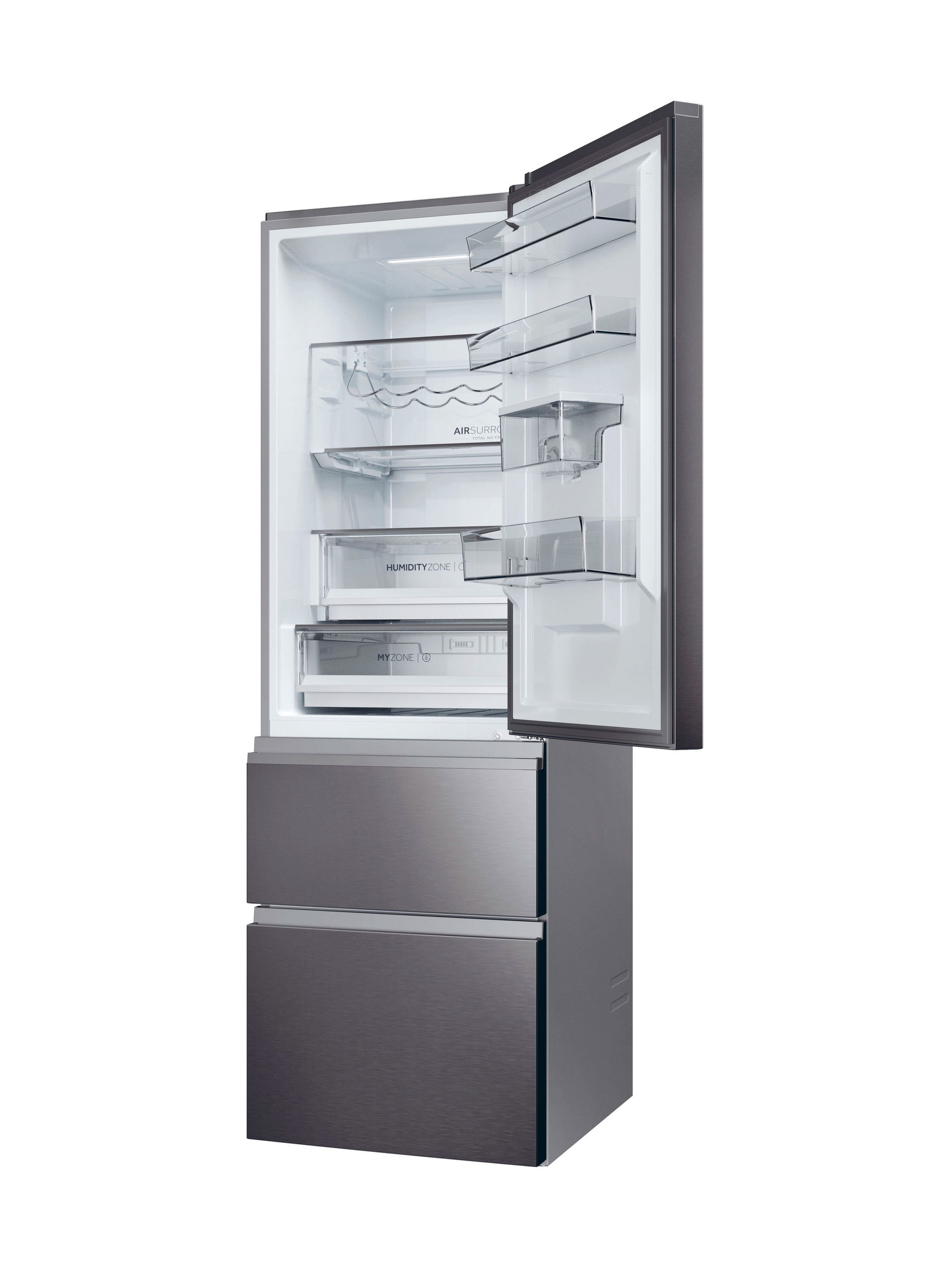 Haier HTW5618EWMP 59.5cm 60/40 Frost Free Fridge Freezer - Dark Inox - Image 2