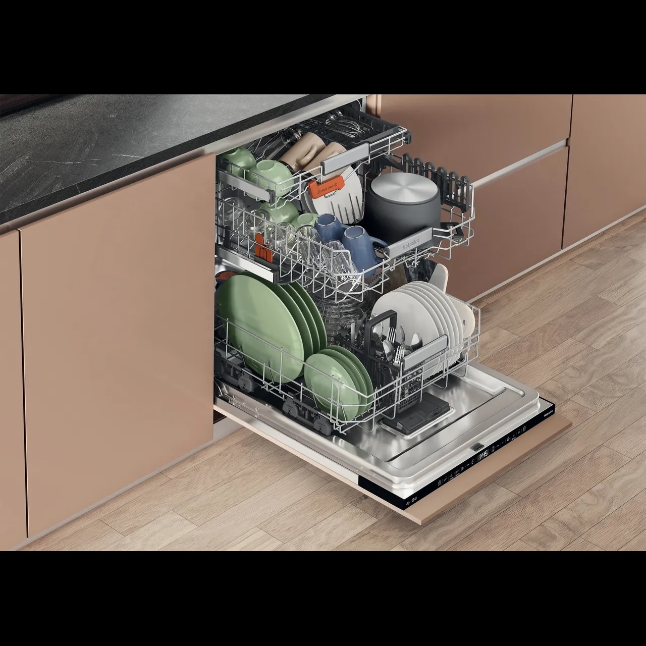 Hotpoint H8IB15M4TSUK Fully Integrated Dishwasher - 15 Place Settings - Image 3 Hotpoint H8IB15M4TSUK Fully Integrated Dishwasher - 15 Place Settings - Image 3