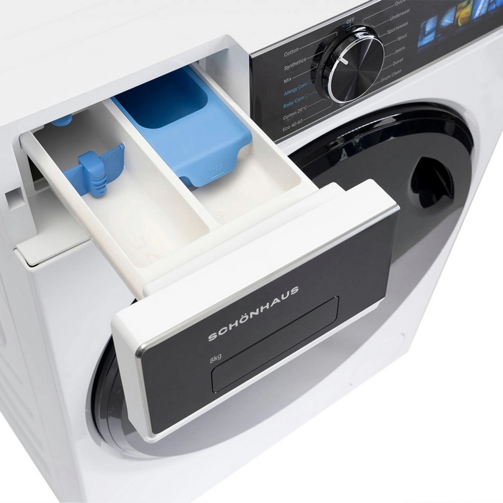 Schonhaus WMSF01814AW Washing Machine, 8kg, 1400 Spin, White - Image 4