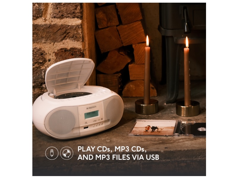 Roberts ZOOMBOX4 FM/DAB/DAB+ CD Boombox with Bluetooth – White - Image 5