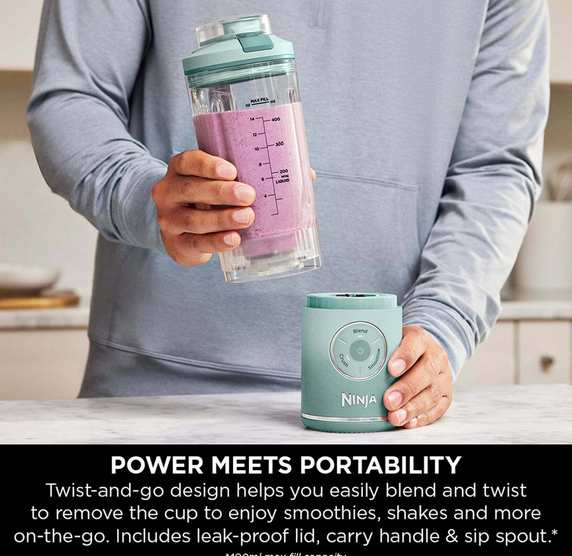 NINJA BC251UKMT Compact Portable Rechargeable Blender – Seaglass - Image 3