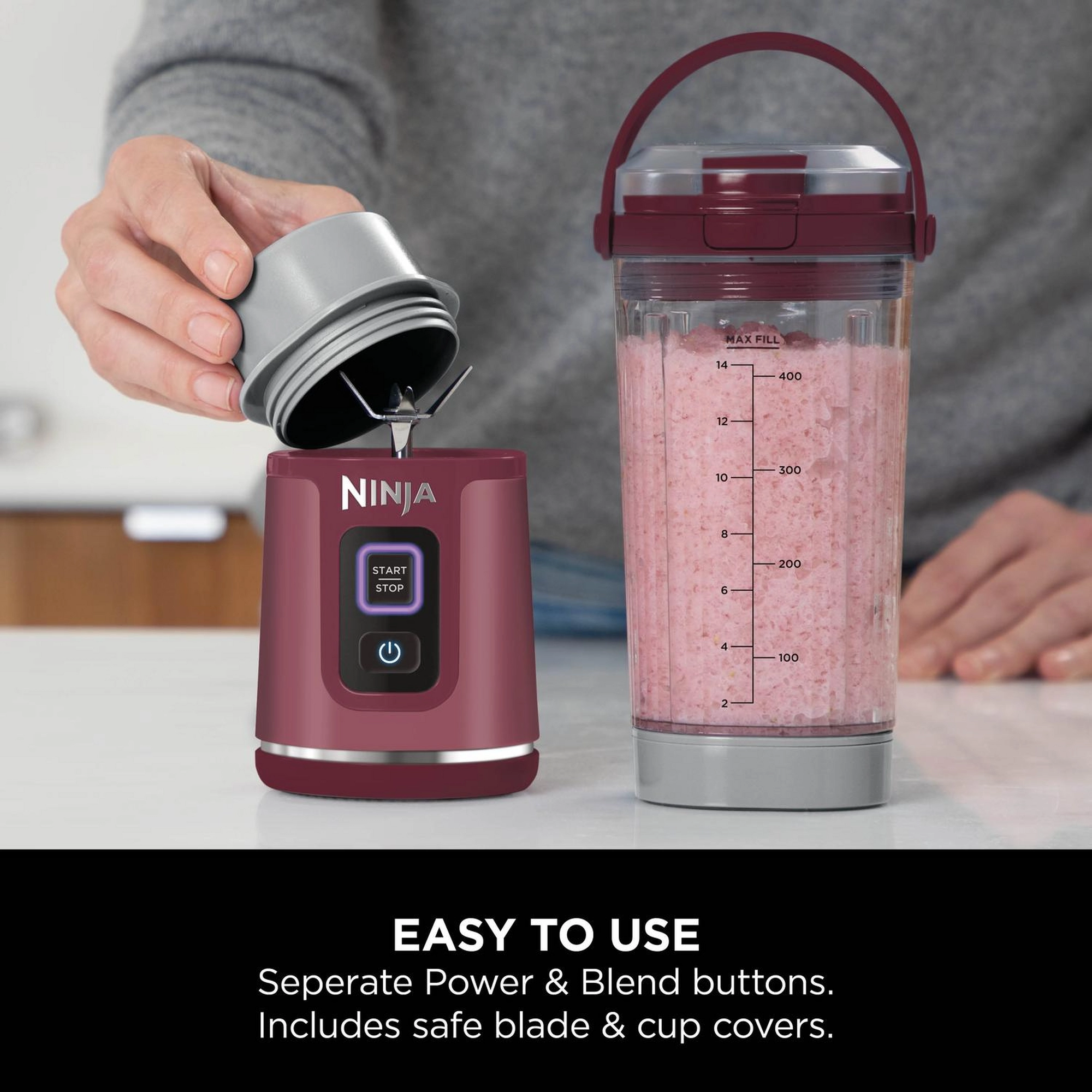 Ninja BC151UKCR Cordless Portable Motorised/Compact Blender - Cranberry - Image 3 Ninja BC151UKCR Cordless Portable Motorised/Compact Blender - Cranberry - Image 3