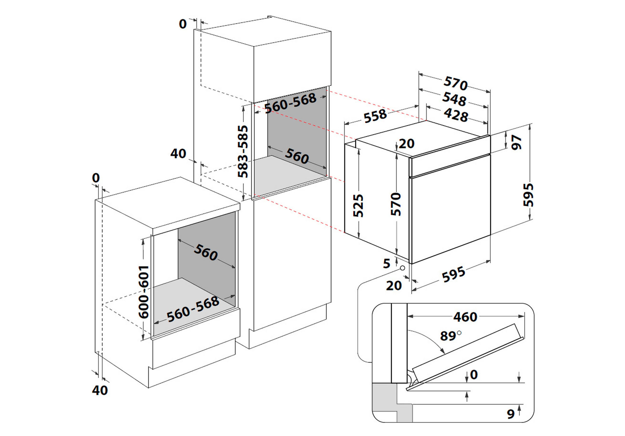 Hotpoint HOEU25CZXUK 59.5cm Built In Electric Single Oven - Stainless Steel - Image 2