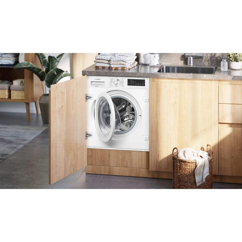 Siemens WI14W502GB iQ700 Integrated Washing Machine, 8kg, 1400 Spin - White - Image 2 Siemens WI14W502GB iQ700 Integrated Washing Machine, 8kg, 1400 Spin - White - Image 2