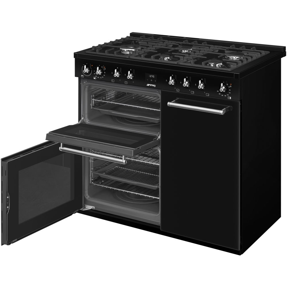 Smeg CX103GMBL Concert 100cm Dual Fuel Range Cooker, Black, A Rated - Image 2