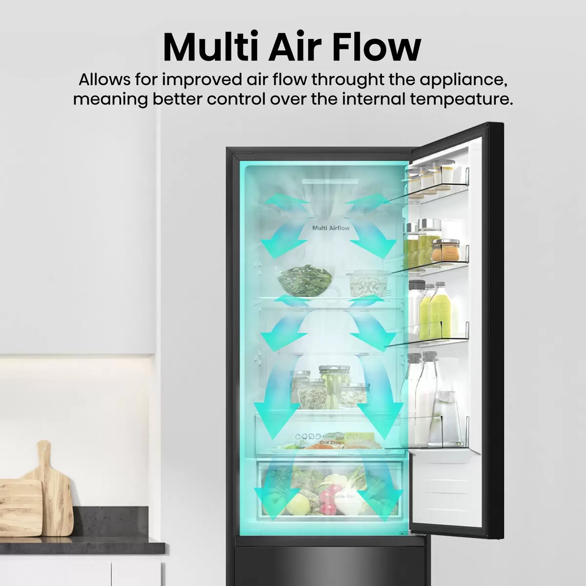 Hisense RM469N4AFDUK 60/40 Fridge Freezer - Black - Image 3 Hisense RM469N4AFDUK 60/40 Fridge Freezer - Black - Image 3