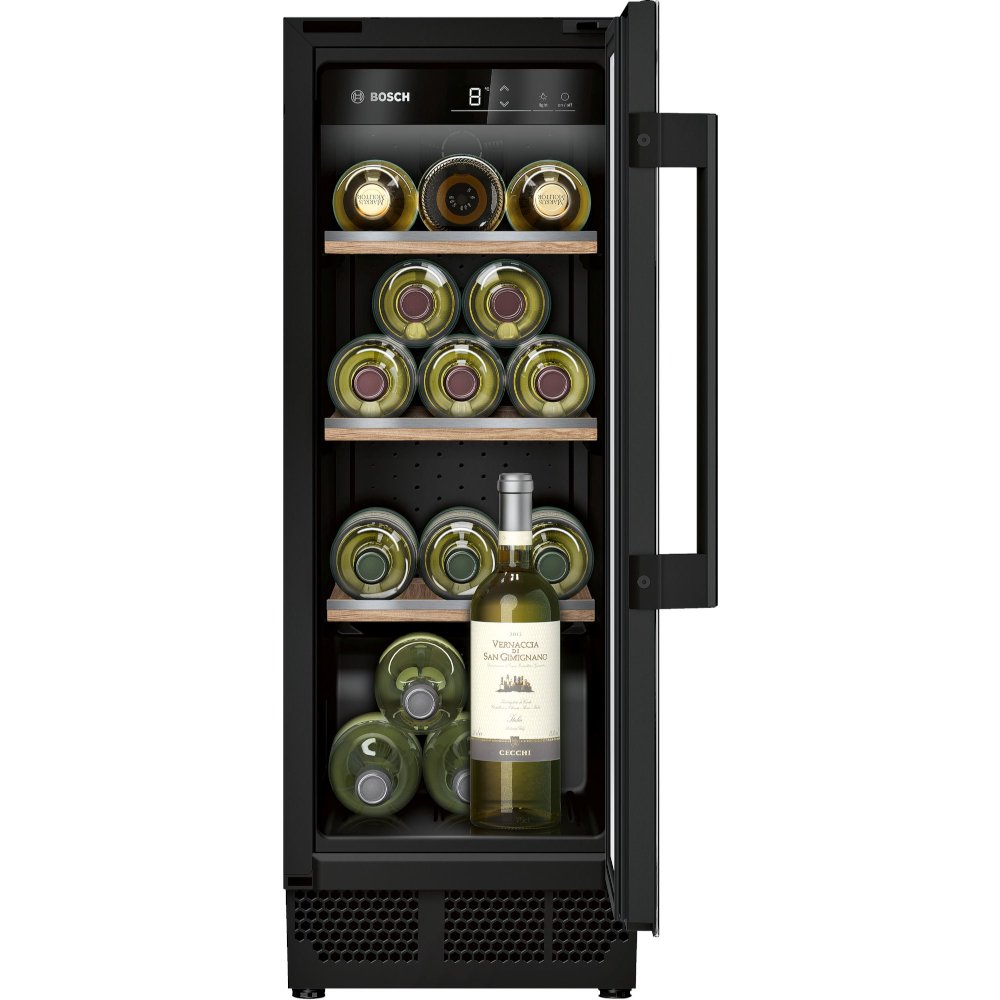 Bosch KUW20VHF0G Series 6 Integrated Wine Cooler, Black, F Rated Bosch KUW20VHF0G Series 6 Integrated Wine Cooler, Black, F Rated