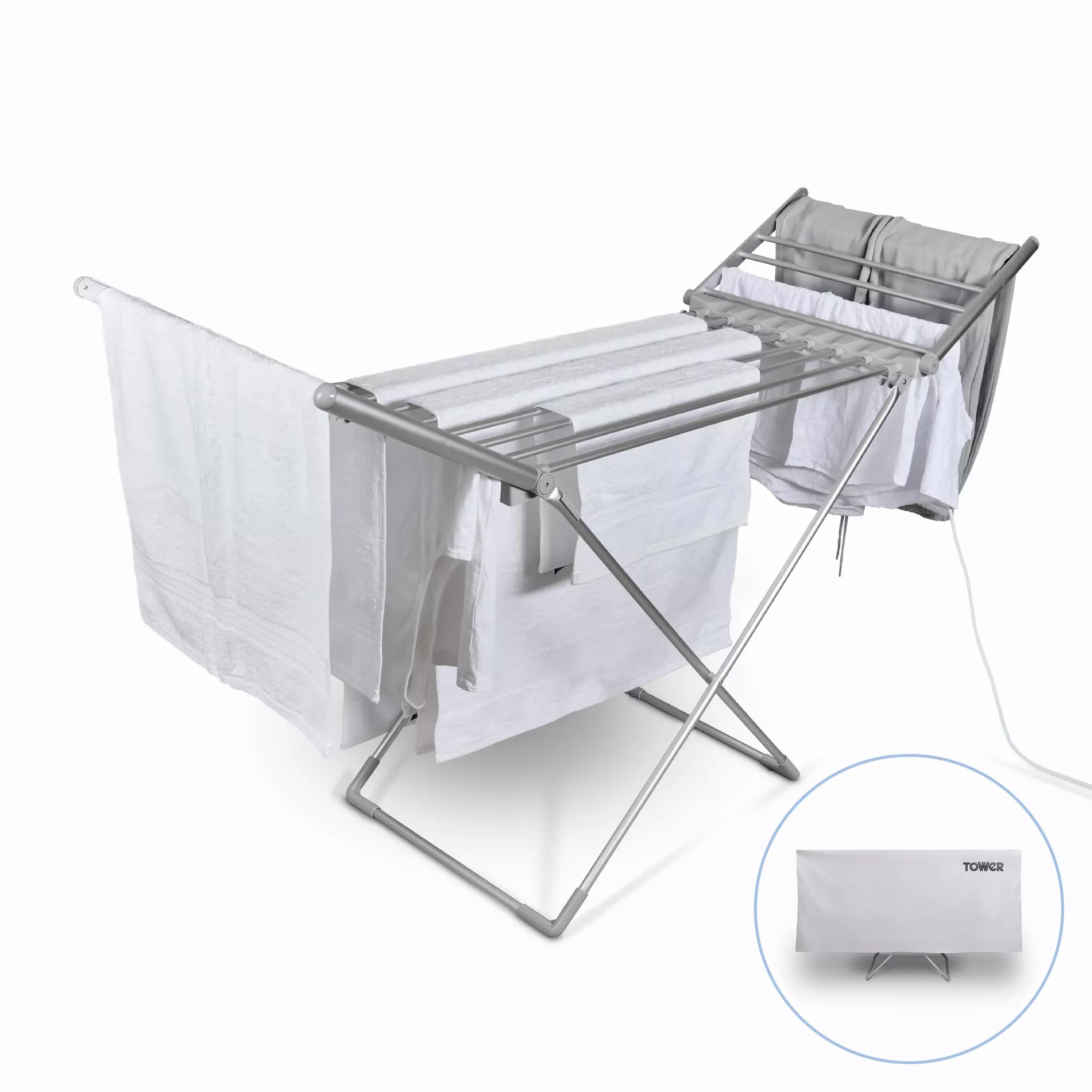 TOWER T25003 Heated Winged Clothes Airer with Cover TOWER T25003 Heated Winged Clothes Airer with Cover