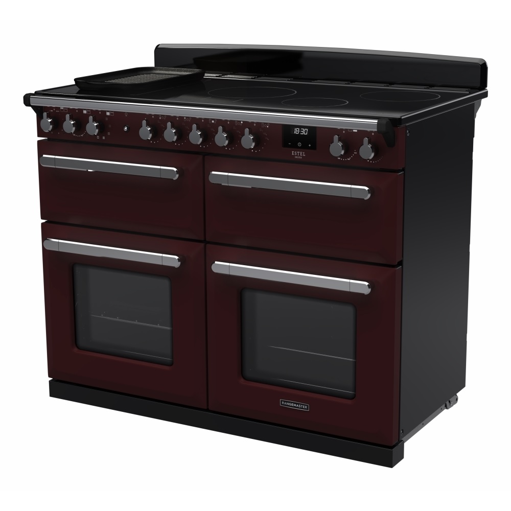 Rangemaster Estel Deluxe 110cm Induction Range Cooker Bordeaux / Chrome, Red - Image 2