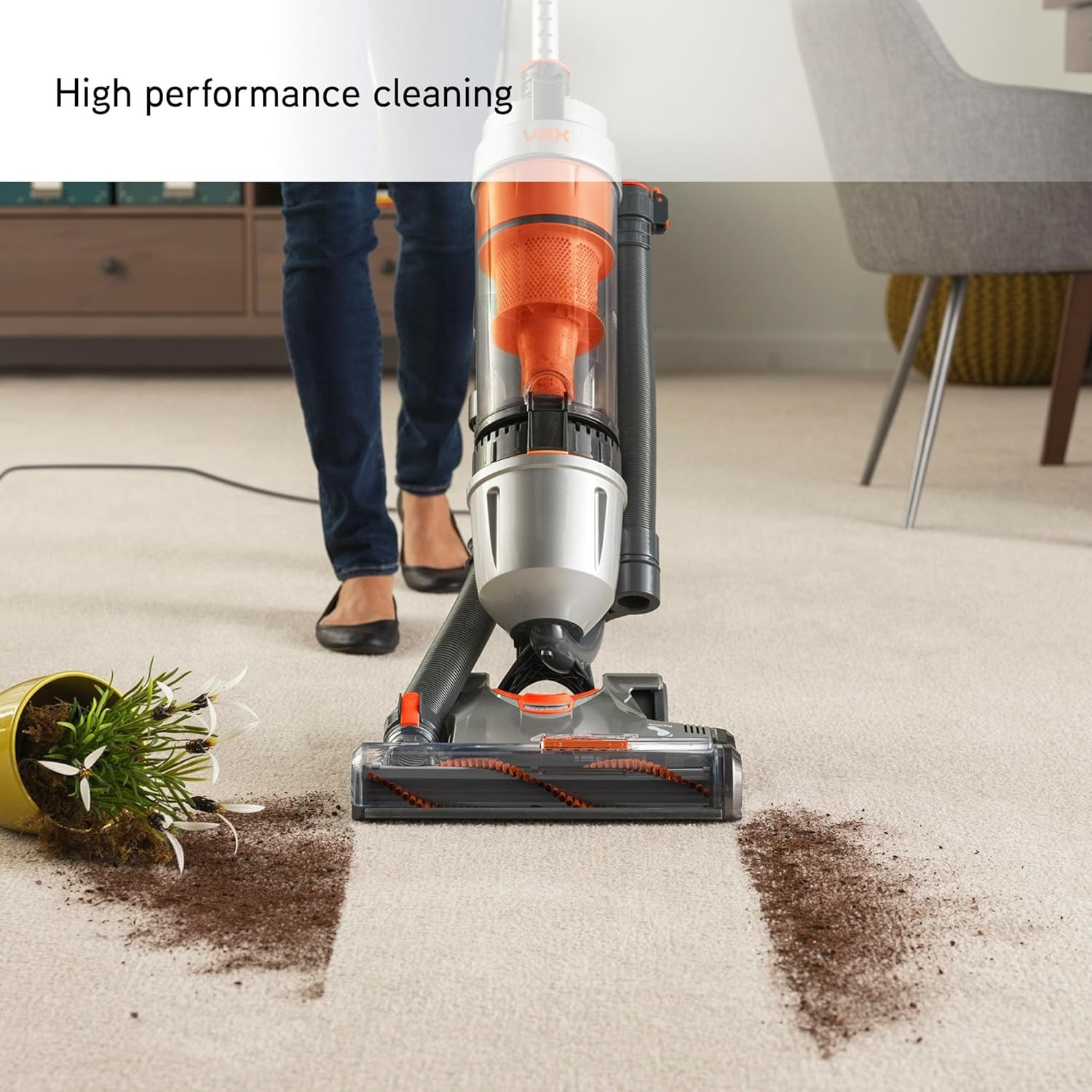 VAX U85-AS-BE Air Stretch Upright Corded Bagless Vacuum - Orange/Grey - Image 3 VAX U85-AS-BE Air Stretch Upright Corded Bagless Vacuum - Orange/Grey - Image 3