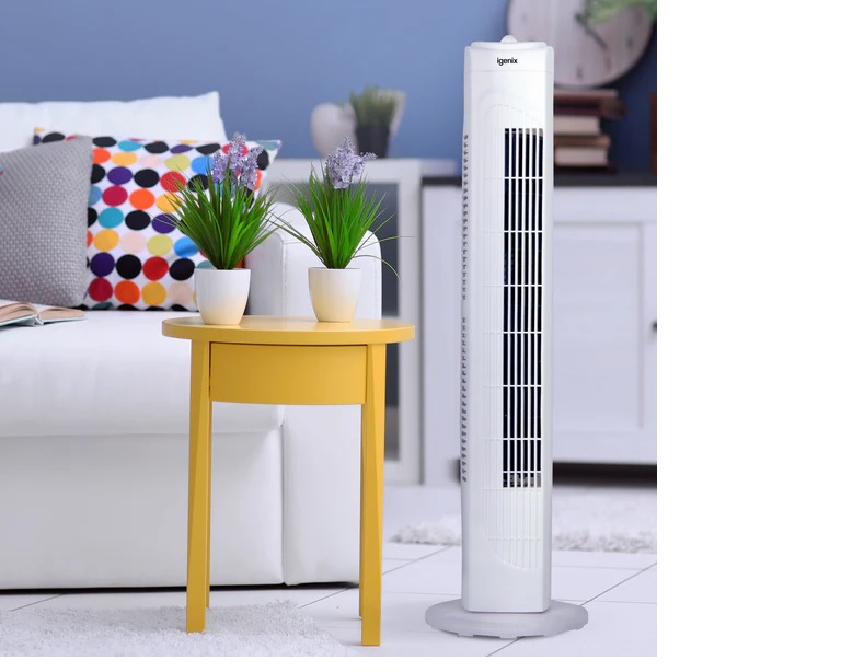 Igenix DF0029 Tower Fan, Oscillating, 29 Inch, 3 Speeds – White - Image 2 Igenix DF0029 Tower Fan, Oscillating, 29 Inch, 3 Speeds – White - Image 2