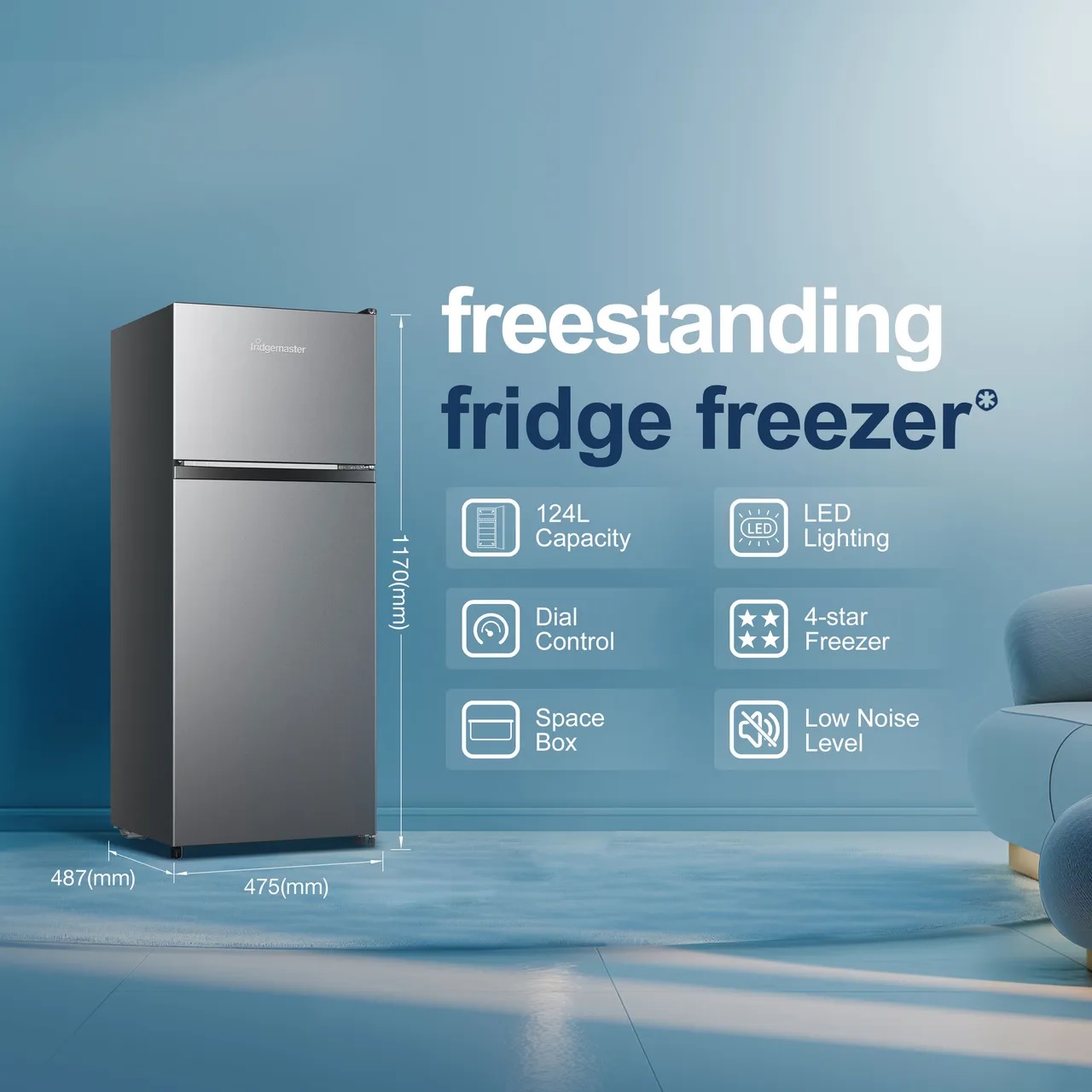 Fridgemaster MTM48120ES Fridge Freezer, 80/20 – Silver - Image 2 Fridgemaster MTM48120ES Fridge Freezer, 80/20 – Silver - Image 2