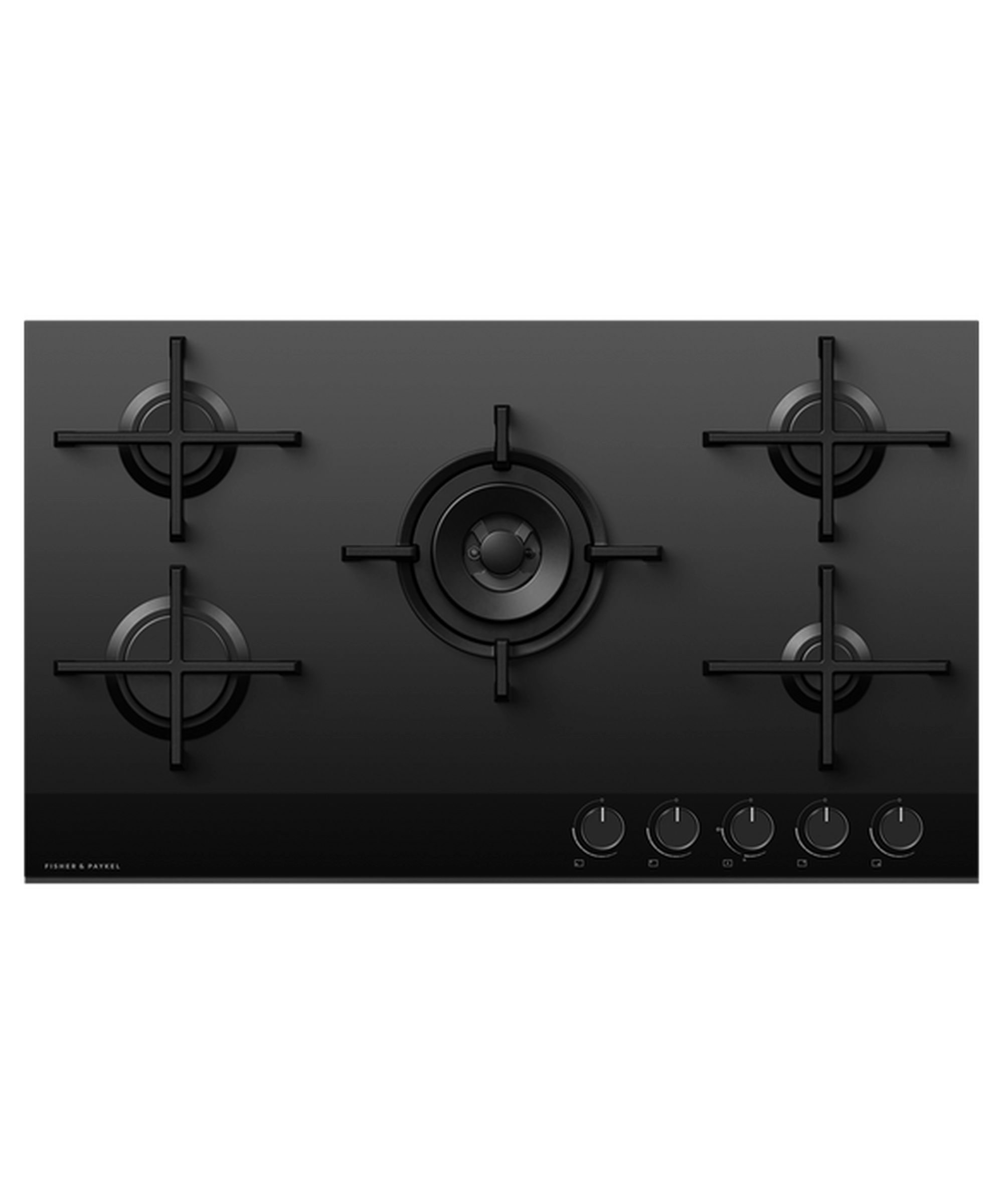 Fisher & Paykel CG905DLPGB4 90cm 5 Burner Gas Hob - Black Glass - Image 1 Fisher & Paykel CG905DLPGB4 90cm 5 Burner Gas Hob - Black Glass - Image 1