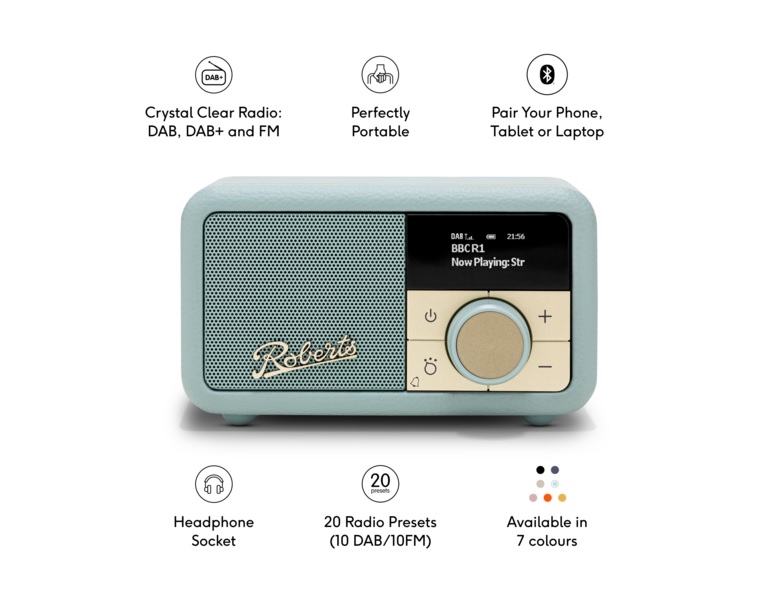 Roberts Revival Petite 2 DAB+/FM Retro Bluetooth Radio - Duck Egg - Image 2 Roberts Revival Petite 2 DAB+/FM Retro Bluetooth Radio - Duck Egg - Image 2