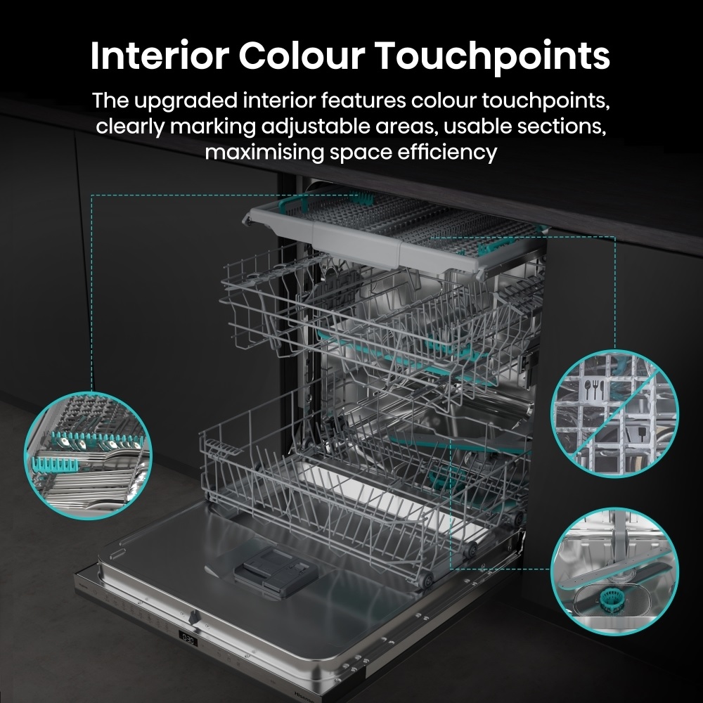 Hisense HV663A60UK Fully Integrated Dishwasher, 16 Place Setting - Image 4 Hisense HV663A60UK Fully Integrated Dishwasher, 16 Place Setting - Image 4