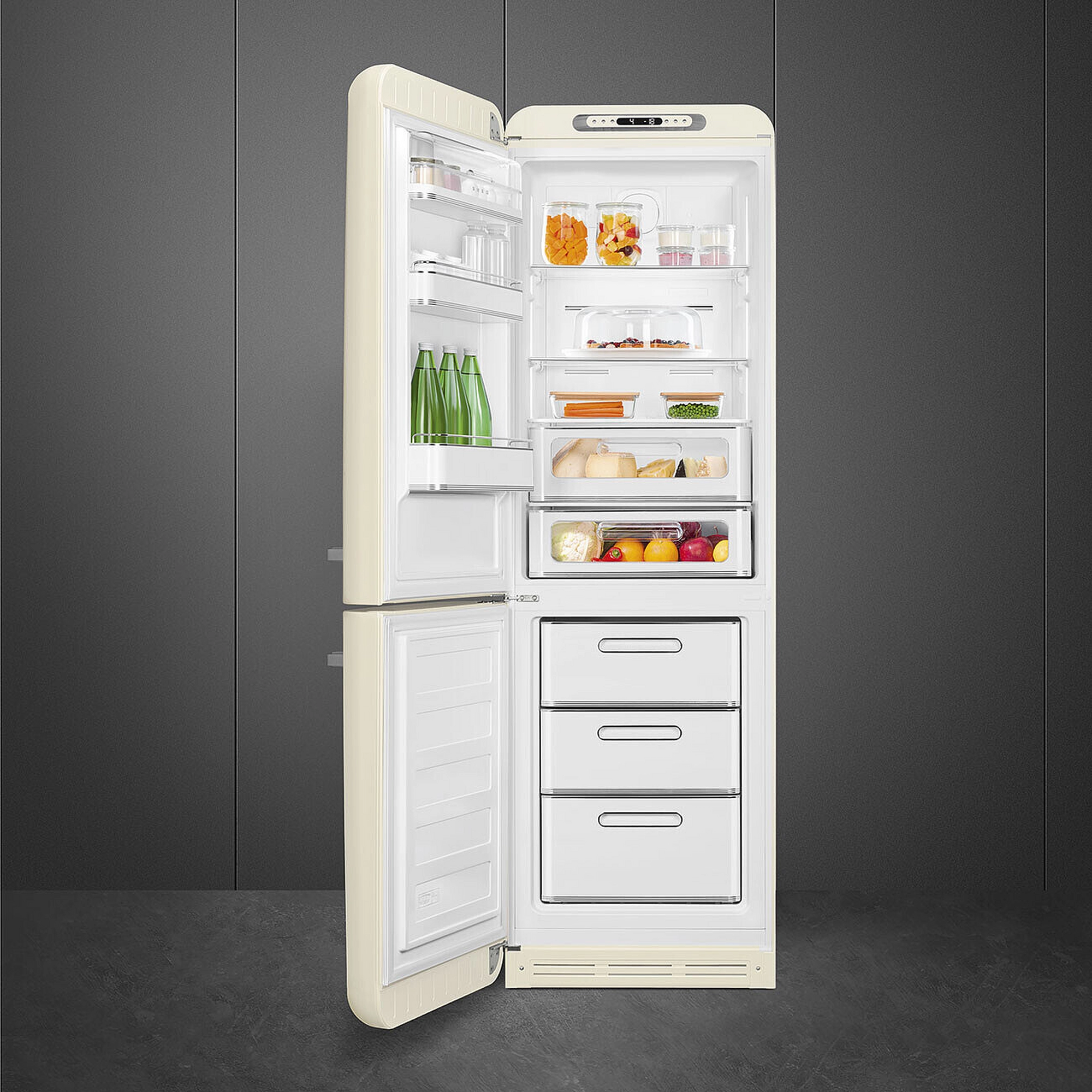 Smeg FAB32LCR6UK 60.1cm 70/30 Fridge Freezer - Cream - Image 2