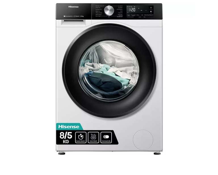 Hisense WD3S8043BW3 1400rpm 8/5kg Washer Dryer – White Hisense WD3S8043BW3 1400rpm 8/5kg Washer Dryer – White
