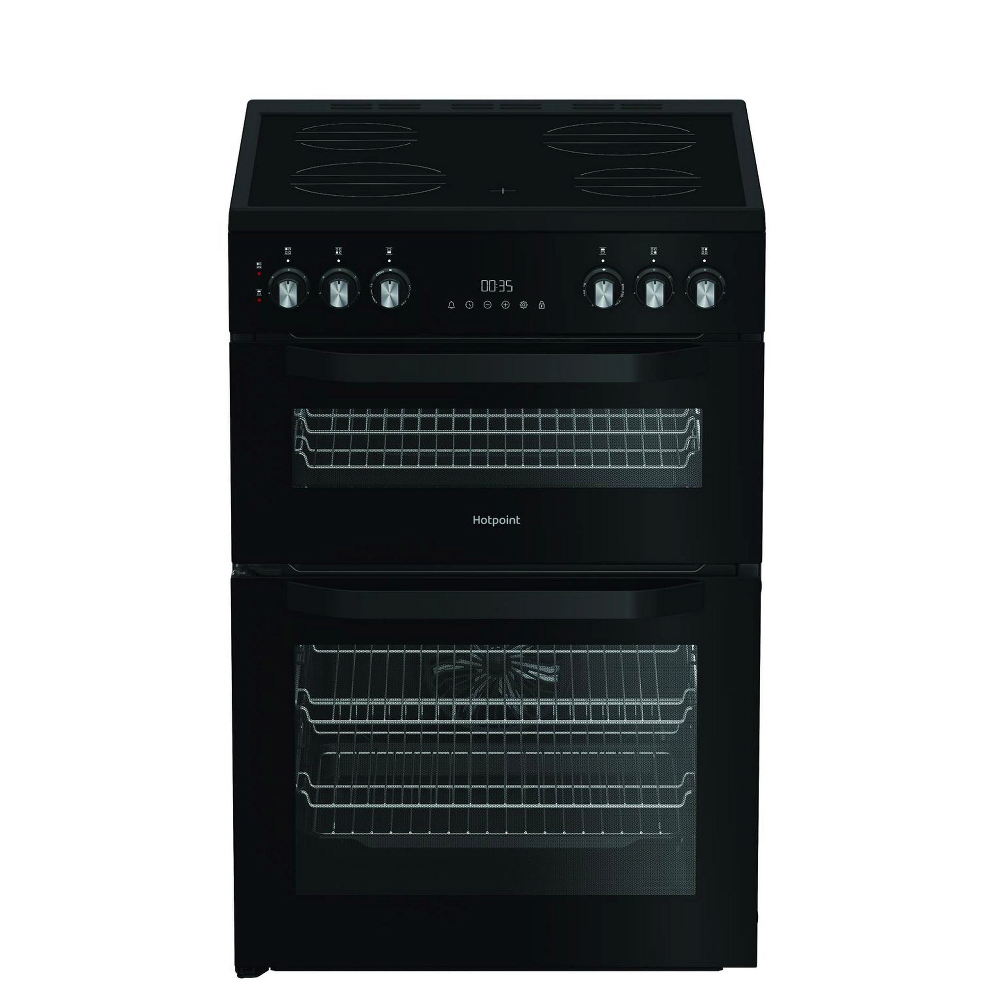 Hotpoint HDE6VDC2B1 60cm Double Oven Electric Cooker with Ceramic Hob - Black Hotpoint HDE6VDC2B1 60cm Double Oven Electric Cooker with Ceramic Hob - Black