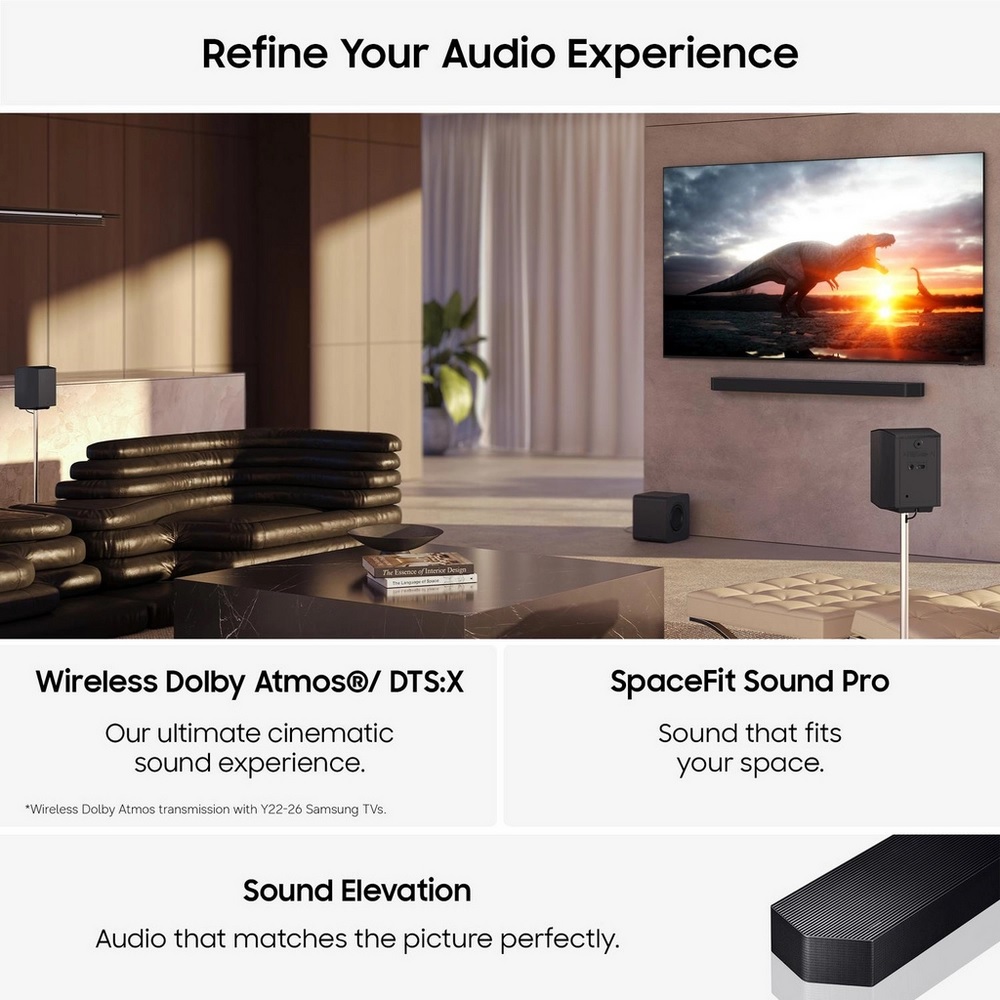 Samsung HW-Q990H/XU 11.1.4ch Q-Series Soundbar with Subwoofer & Rear Speaker - Titan Black - Image 4