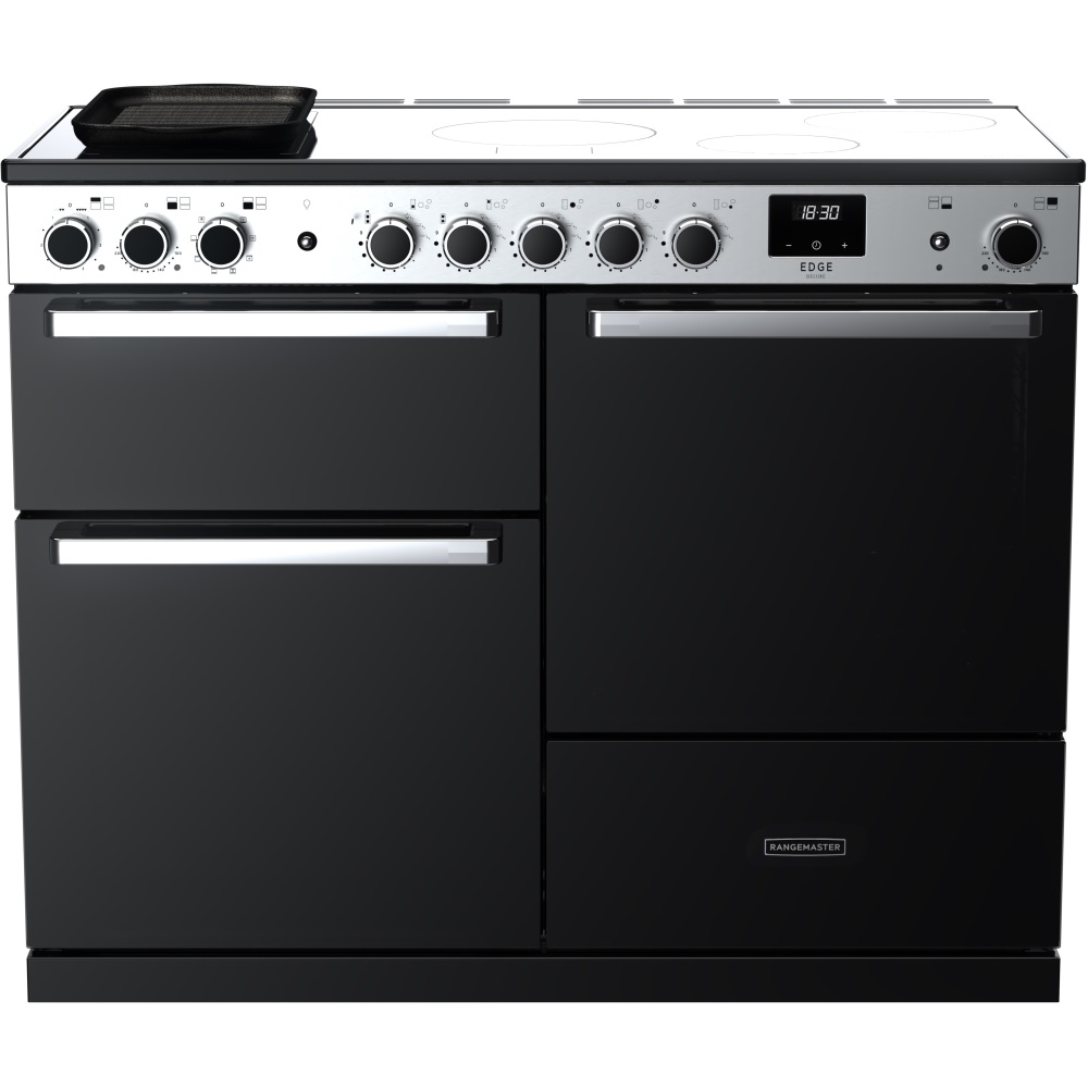 Rangemaster EDDLO110EIGBLK-CM1 110cm Induction Range Cooker Edge Deluxe Black Glass/Chrome