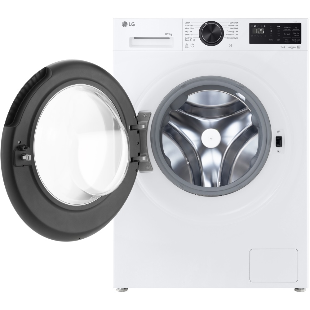 LG W2X5085TLB Series 3 AI Direct Drive Washer Dryer, 8kg/5kg, 1200 Spin - White - Image 2