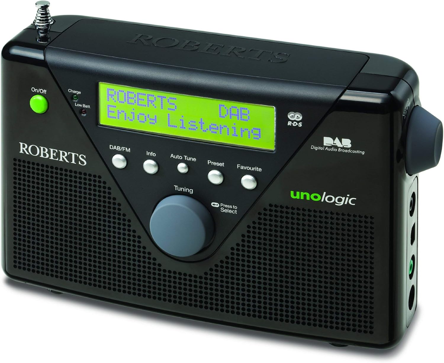 Roberts UNOLOGIC DAB/FM RDS Digital Radio with Built-in Battery Charger - Black - Image 1