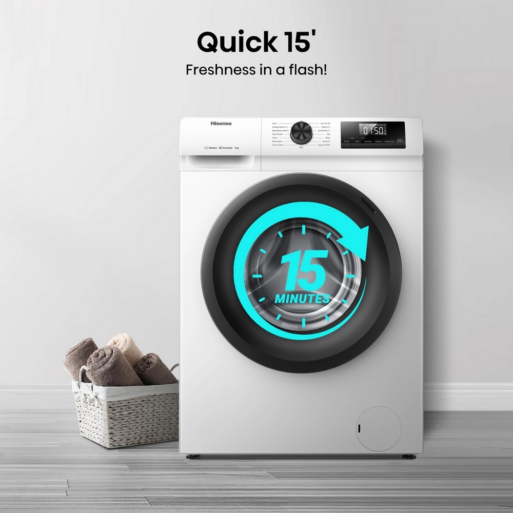 Hisense WF1Q7021BW 7kg 1200 Spin, Steam Washing Machine – White - Image 4