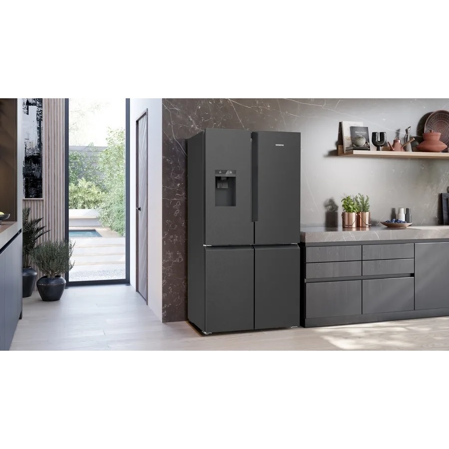 Siemens KF96DPXEA iQ700 Plumbed American Fridge Freezer - Brushed Black Steel - Image 3