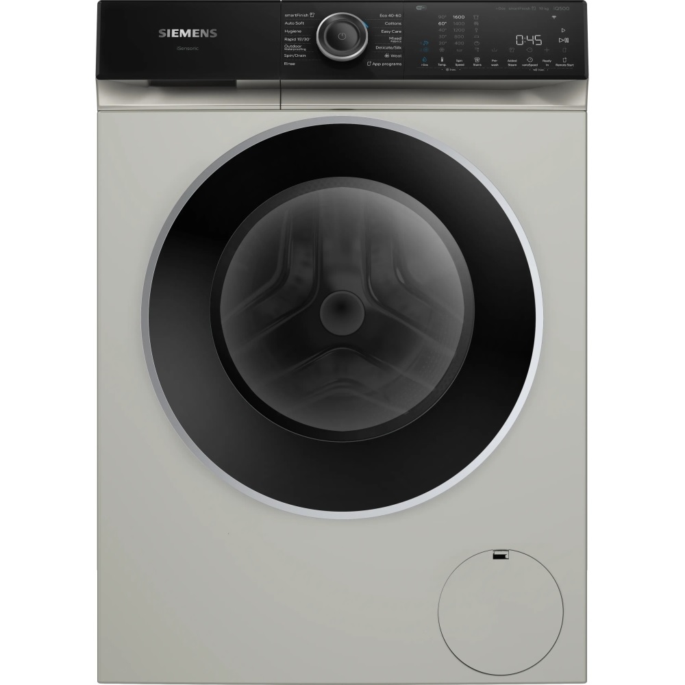 Siemens WG56H2AXGB iQ500 Washing Machine, 10kg, 1600 Spin - Silver - Image 1 Siemens WG56H2AXGB iQ500 Washing Machine, 10kg, 1600 Spin - Silver - Image 1