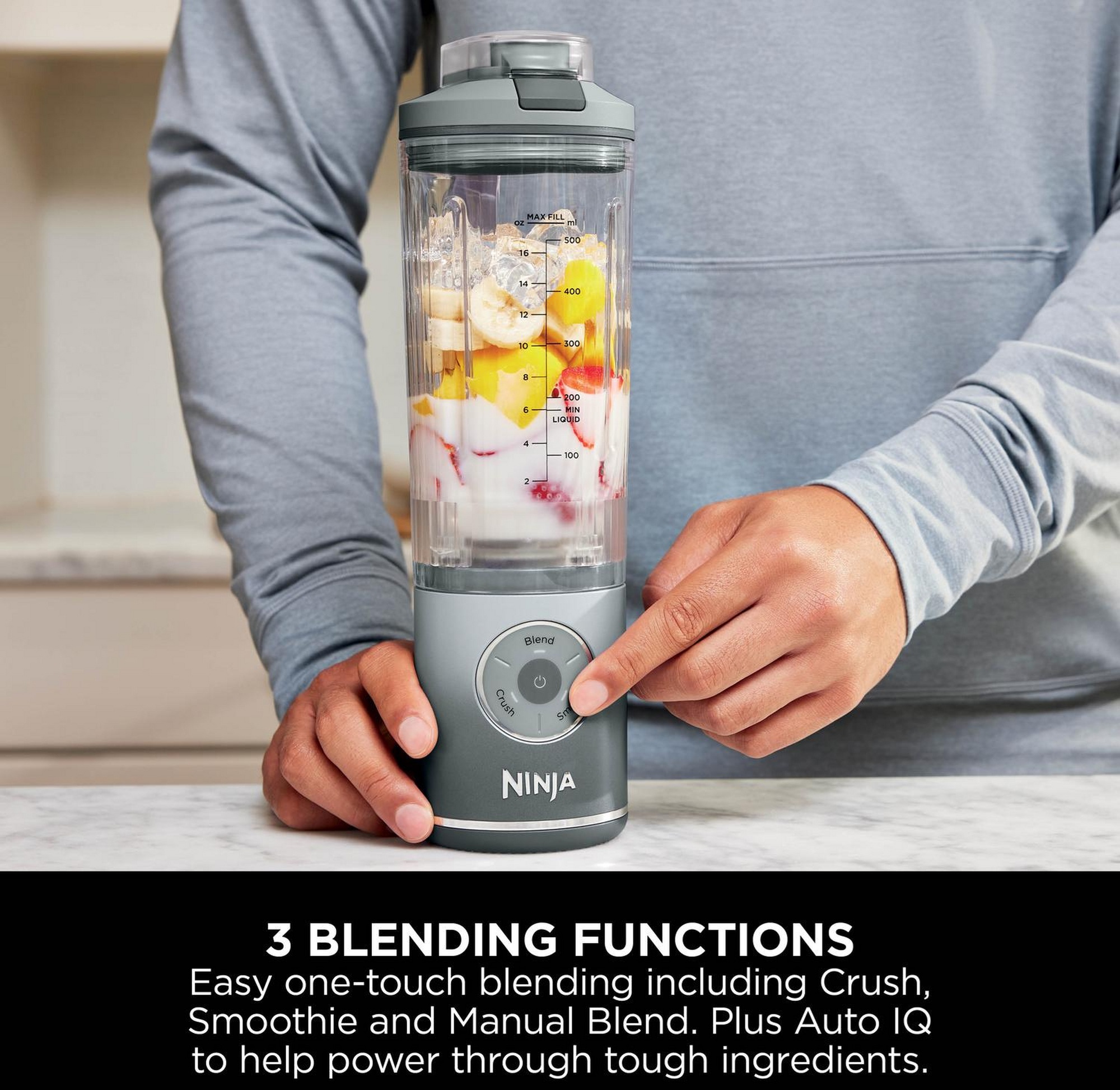 NINJA BC251UKSL Compact Portable Rechargeable Blender – Silver - Image 3 NINJA BC251UKSL Compact Portable Rechargeable Blender – Silver - Image 3