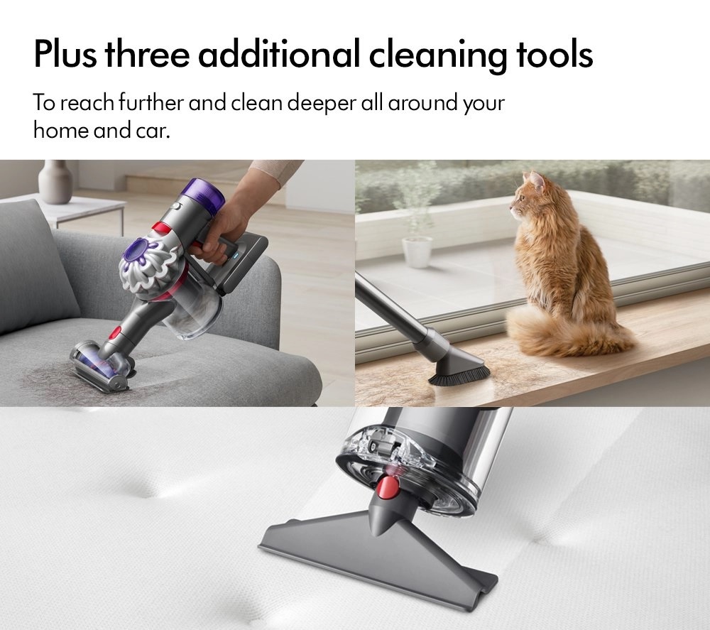 Dyson V8ABS-2023 Cordless Stick Vacuum Cleaner, 40 Minutes Run Time - Silver/Yellow - Image 3